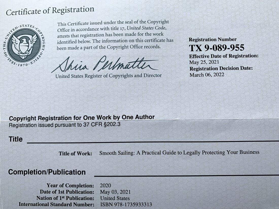 Copyright Registration Certificate