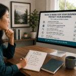 woman at computer drafting an AI acceptable use policy